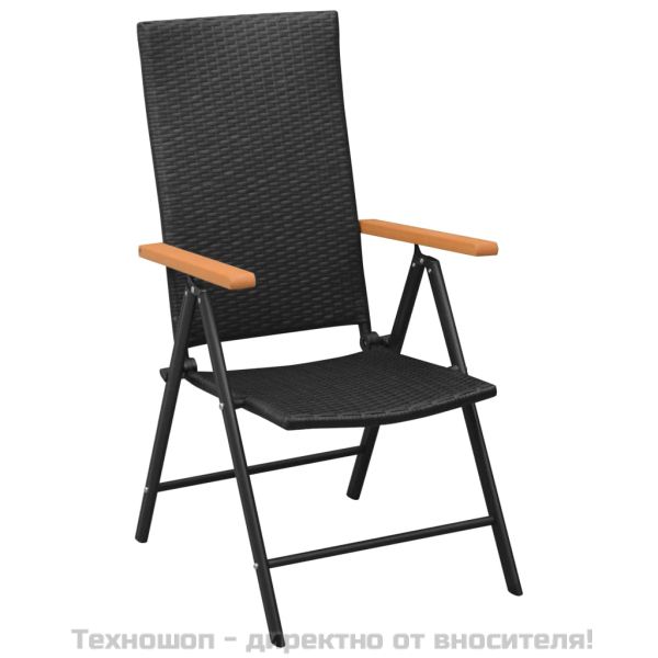 Градински трапезен комплект, 5 части, черно и кафяво