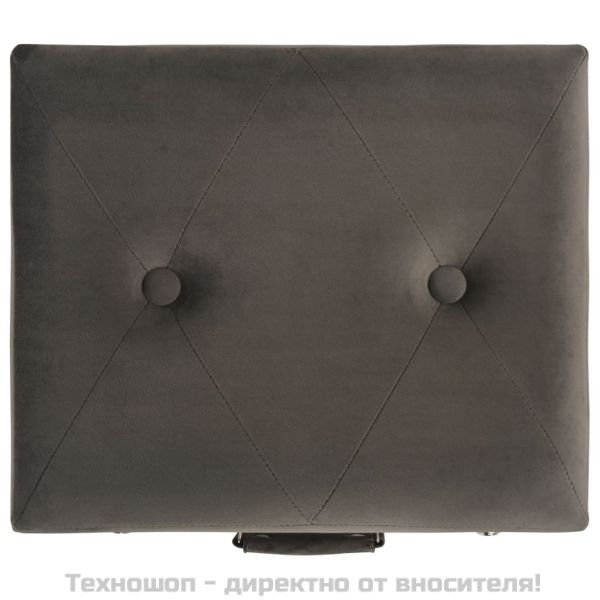 Табуретка за съхранение, 40 см, сива, кадифе