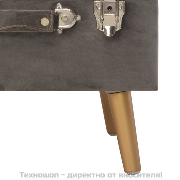 Табуретка за съхранение, 40 см, сива, кадифе