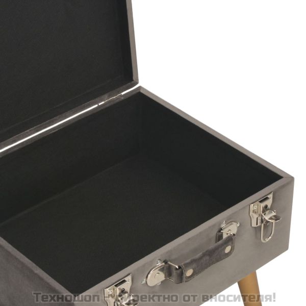 Табуретка за съхранение, 40 см, сива, кадифе