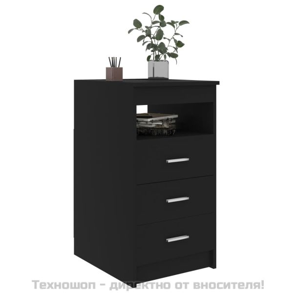 Шкаф с чекмеджета, черен, 40x50x76 см, инженерна дървесина