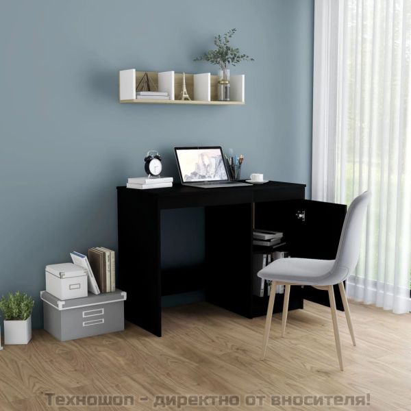 Бюро, черно, 100x50x76 см, инженерно дърво
