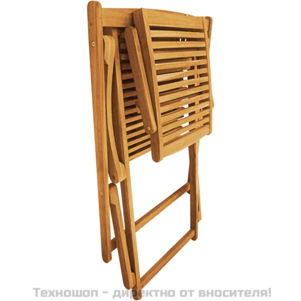 Градински шезлонг с подложка за крака, акация масив