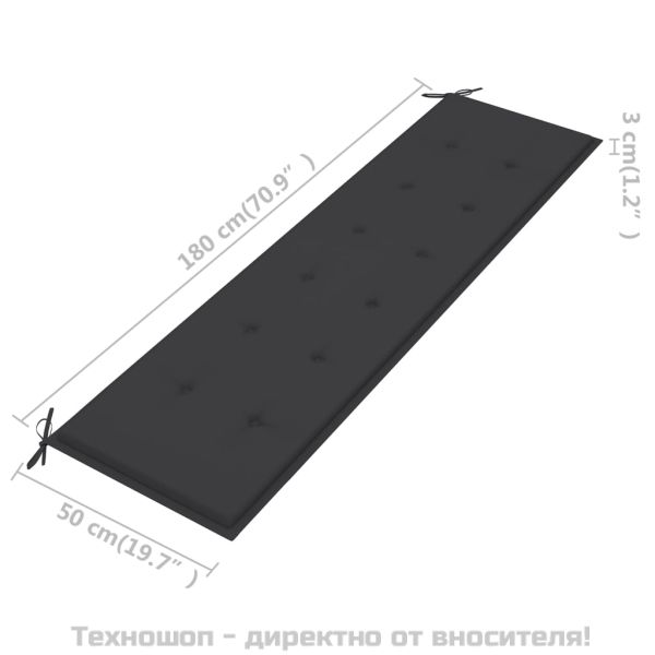 Възглавница за градинска пейка антрацит 180x50x3см оксфорд плат