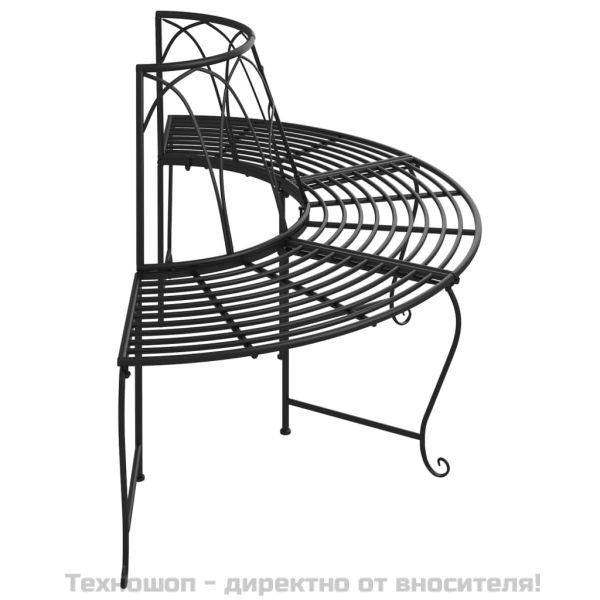 Пейки за около дърво полукръг, 2 бр, Ø159 см, черни, стомана