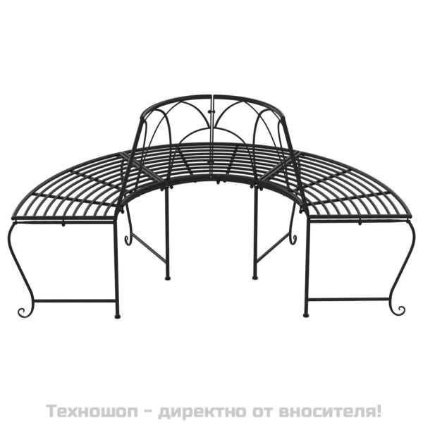 Пейки за около дърво полукръг, 2 бр, Ø159 см, черни, стомана
