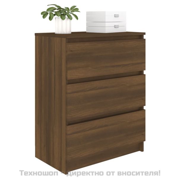 Сайдборд, кафяв дъб, 60x35x76 см, инженерно дърво