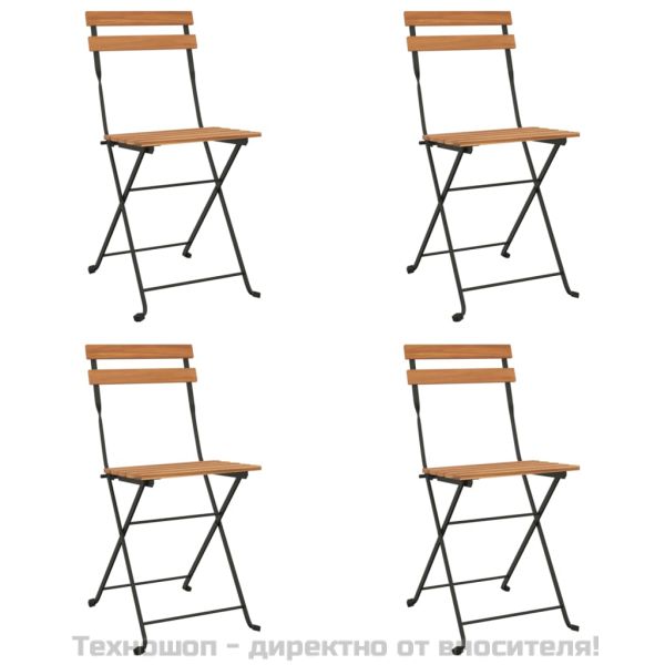 Сгъваем бистро комплект от 5 части, акация масив и стомана