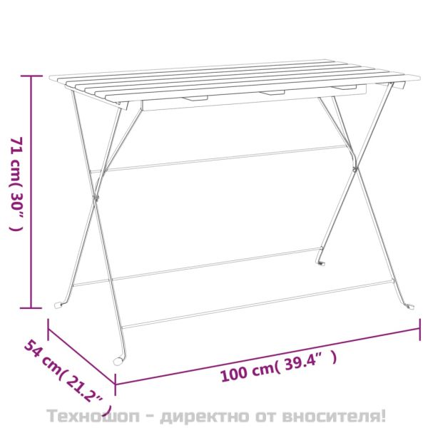 Сгъваем бистро комплект от 5 части, акация масив и стомана