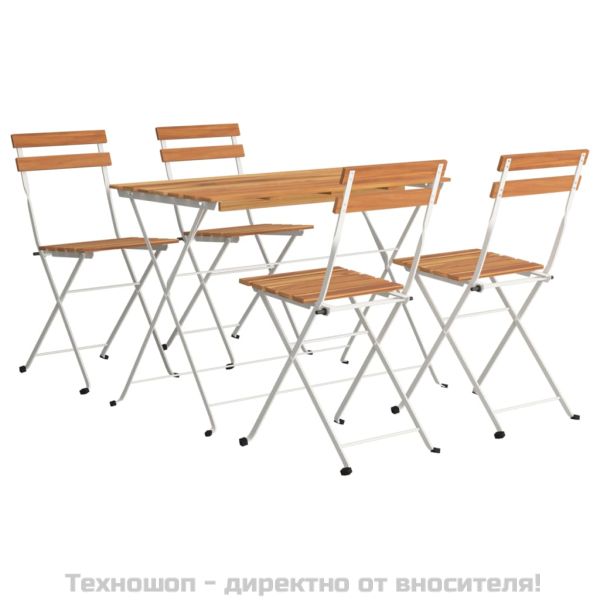 Сгъваем бистро комплект от 5 части, акация масив и стомана