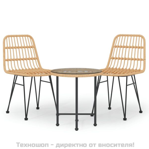 Градински трапезен комплект, 3 части, полиратан