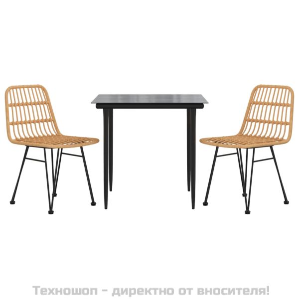 Градински трапезен комплект, 3 части, полиратан