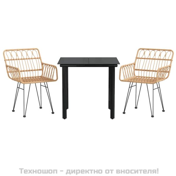 Градински трапезен комплект, 3 части, полиратан