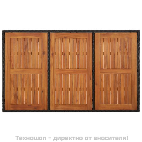 Градински трапезен комплект възглавници 5 части черен полиратан