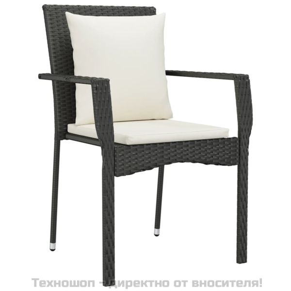 Градински трапезен комплект възглавници 5 части черен полиратан