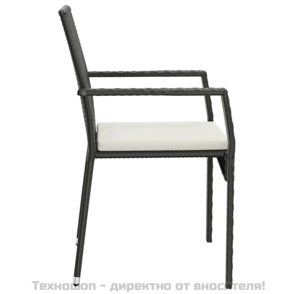 Градински трапезен комплект възглавници 5 части черен полиратан