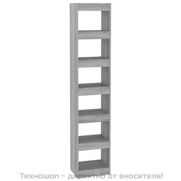 Библиотека/разделител за стая, сив сонома, 40x30x198 см