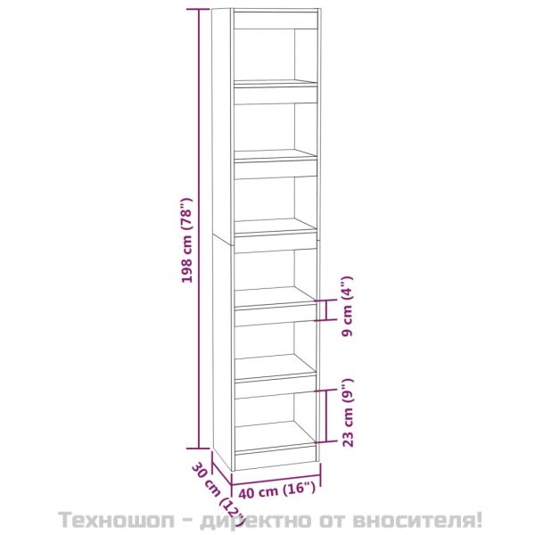 Библиотека/разделител за стая, сив сонома, 40x30x198 см
