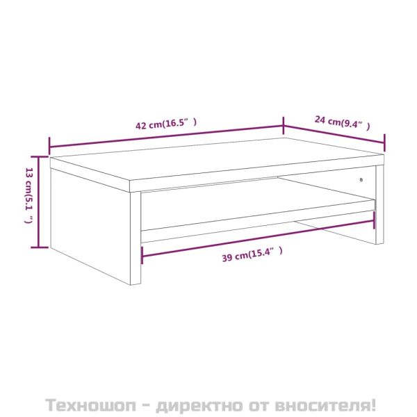 Поставка за монитор, кафяв дъб, 42x24x13 см, инженерно дърво