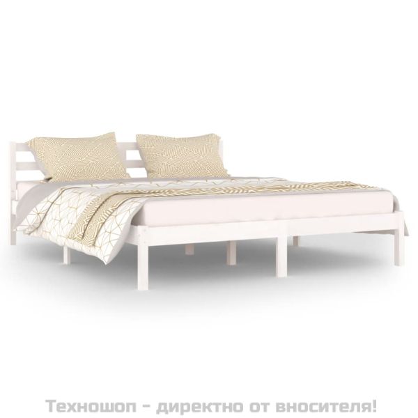 Рамка за легло, бор масив, 160х200 см, бяла