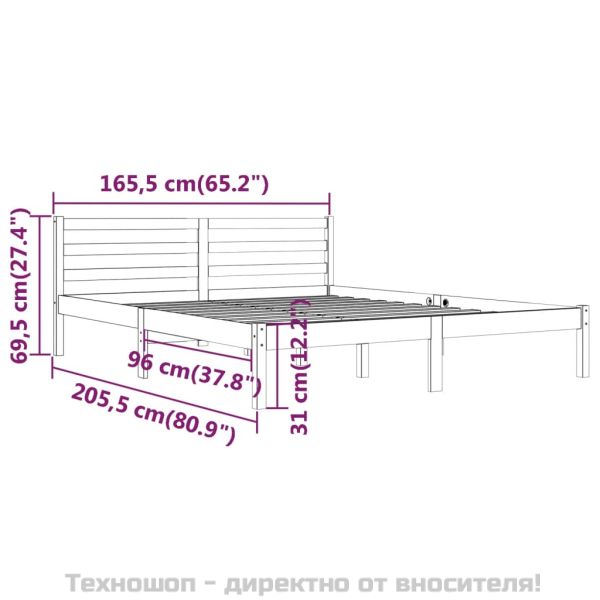 Рамка за легло, бор масив, 160х200 см, бяла