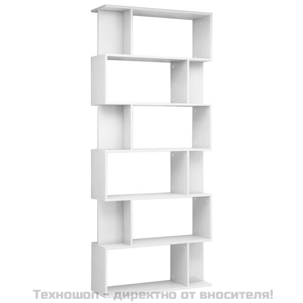 Библиотека/разделител за стая, бял гланц, 80x24x192 см