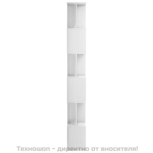 Библиотека/разделител за стая, бял гланц, 80x24x192 см
