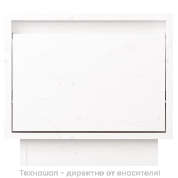 Нощни шкафчета, 2 бр, бели, 35x34x32 см, борово дърво масив