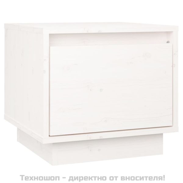 Нощни шкафчета, 2 бр, бели, 35x34x32 см, борово дърво масив