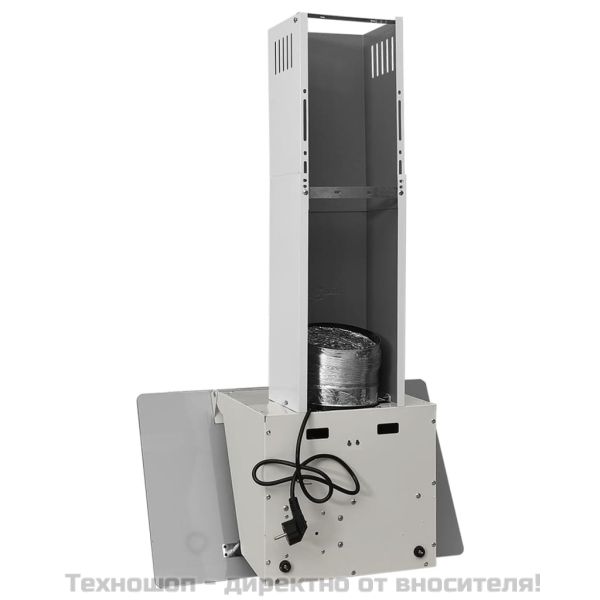 Стенен абсорбатор, 60 см, стомана и закалено стъкло, бял