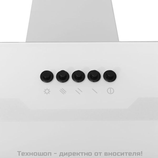 Стенен абсорбатор, 60 см, стомана и закалено стъкло, бял