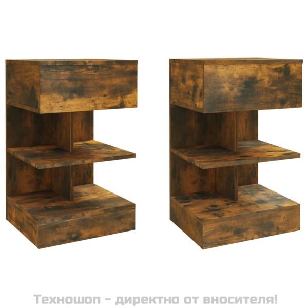 Нощни шкафчета 2 бр опушен дъб 40x35x65 см инженерно дърво