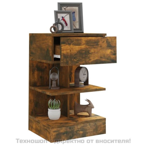 Нощни шкафчета 2 бр опушен дъб 40x35x65 см инженерно дърво