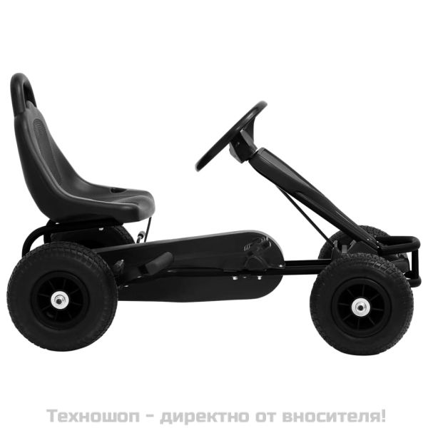 Детски картинг с педали и гуми, черен