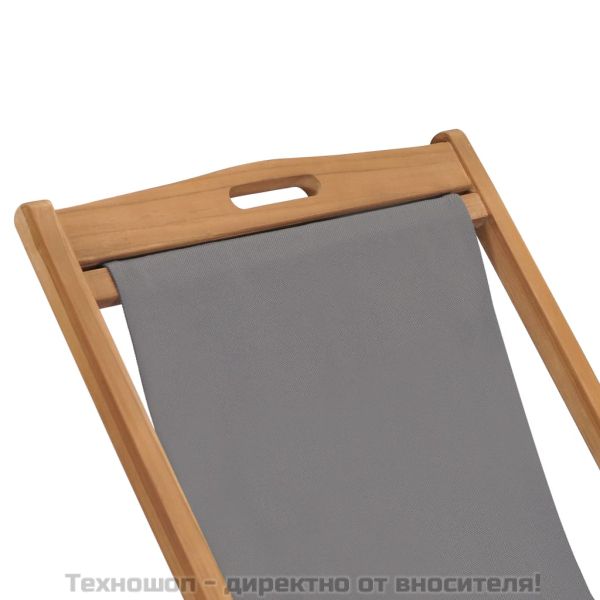 Сгъваем плажен стол, тиково дърво масив, сив