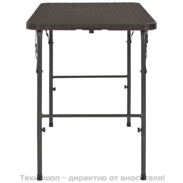 Сгъваема градинска маса кафява 120x60x74 см HDPE имитация ратан