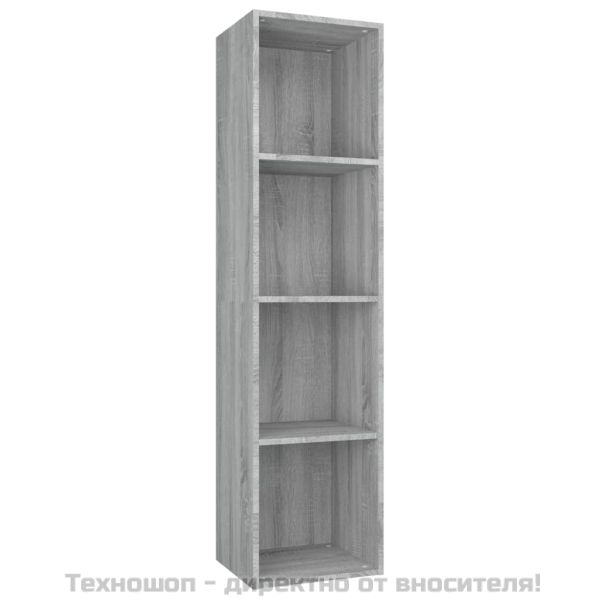 Шкаф за книги/ТВ шкаф сив сонома 36x30x143 см инженерно дърво