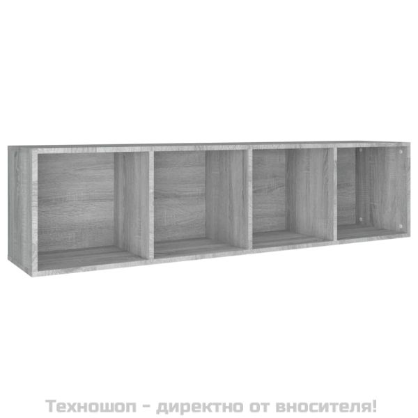 Шкаф за книги/ТВ шкаф сив сонома 36x30x143 см инженерно дърво