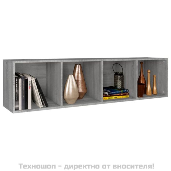 Шкаф за книги/ТВ шкаф сив сонома 36x30x143 см инженерно дърво