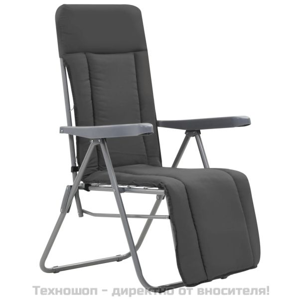 Сгъваеми градински столове с възглавници, 2 бр, сиви