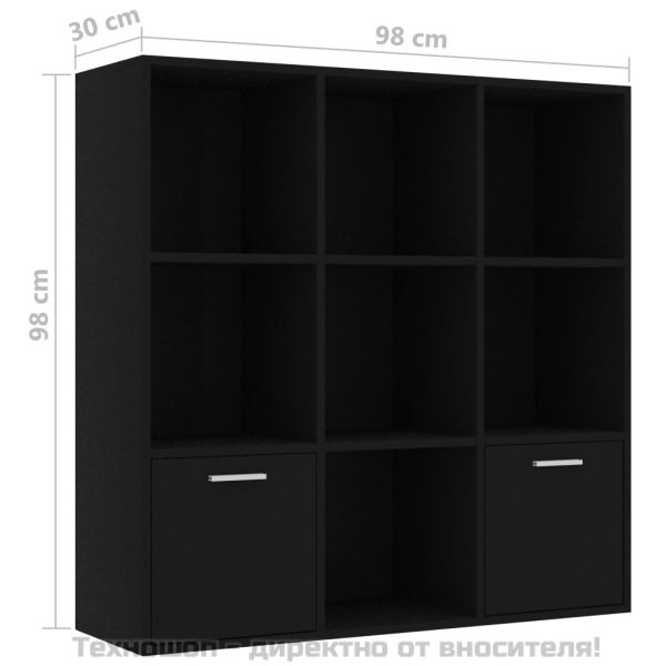 Библиотека, черна, 98x30x98 см, инженерно дърво