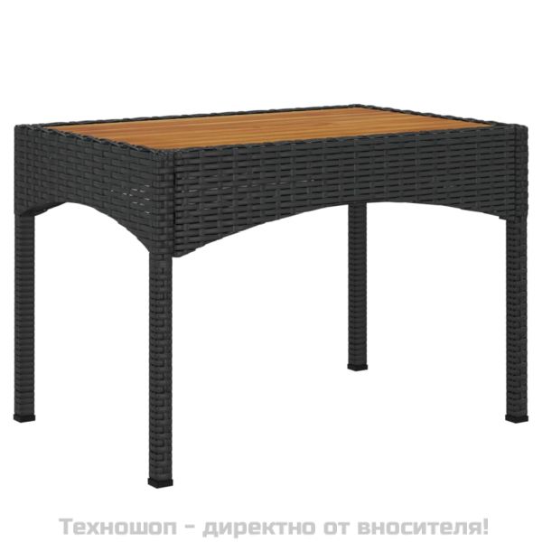 Градински накланящи се столове 2 бр с маса черен полиратан