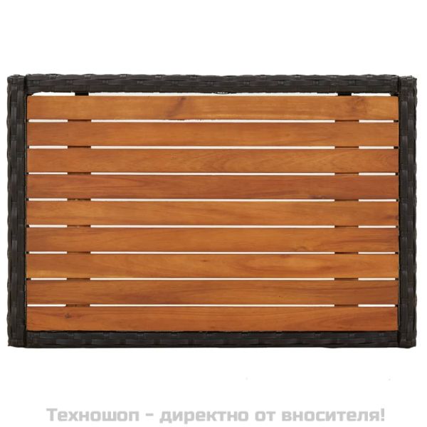 Градински накланящи се столове 2 бр с маса черен полиратан