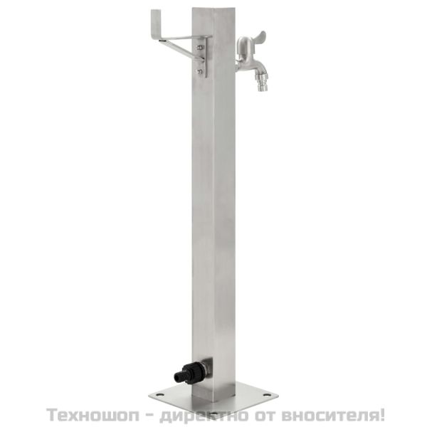 Градинска чешма, неръждаема стомана, квадратна колона, 65 см