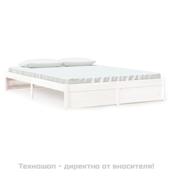 Рамка за легло, бяла, дърво масив, 160х200 см