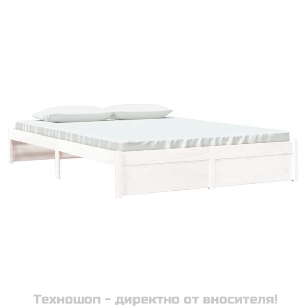 Рамка за легло, бяла, дърво масив, 160х200 см