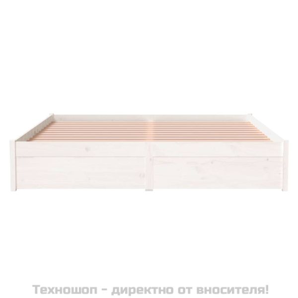 Рамка за легло, бяла, дърво масив, 160х200 см