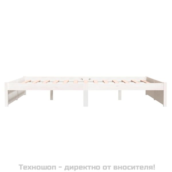Рамка за легло, бяла, дърво масив, 160х200 см