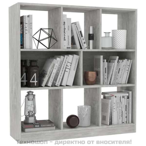 Шкаф библиотека, бетонно сив, 97,5x29,5x100 см, инженерно дърво