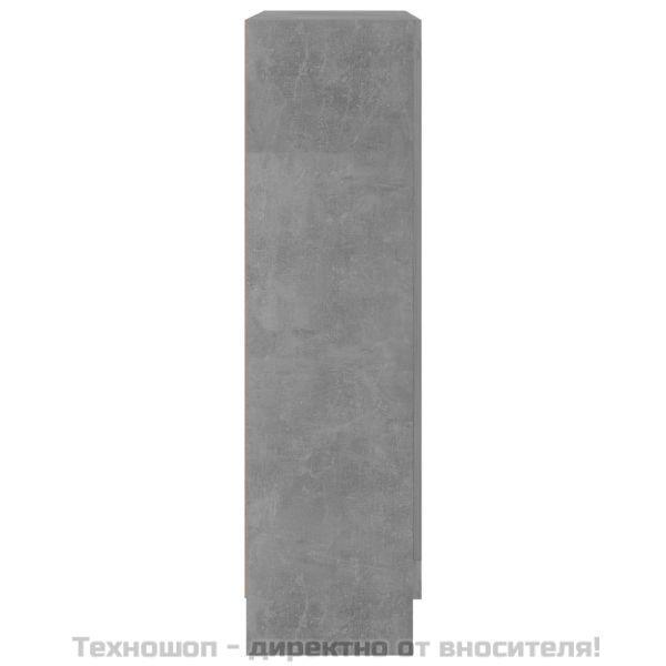 Шкаф витрина, бетонно сив, 82,5x30,5x115 см, инженерно дърво